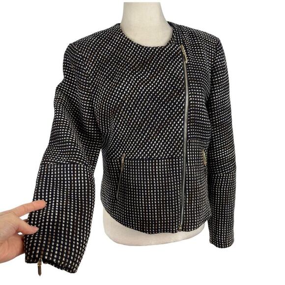 Ted Baker Colour by Numbers Julio Bouclé Black White Tweed  Jacket Corpcore SZ 4 - Picture 5 of 16